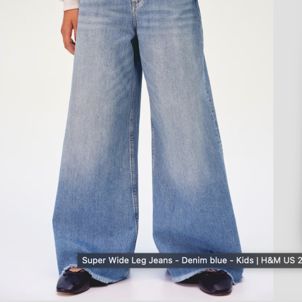 kids Super Wide Leg Jeans Denim Blue 9/10